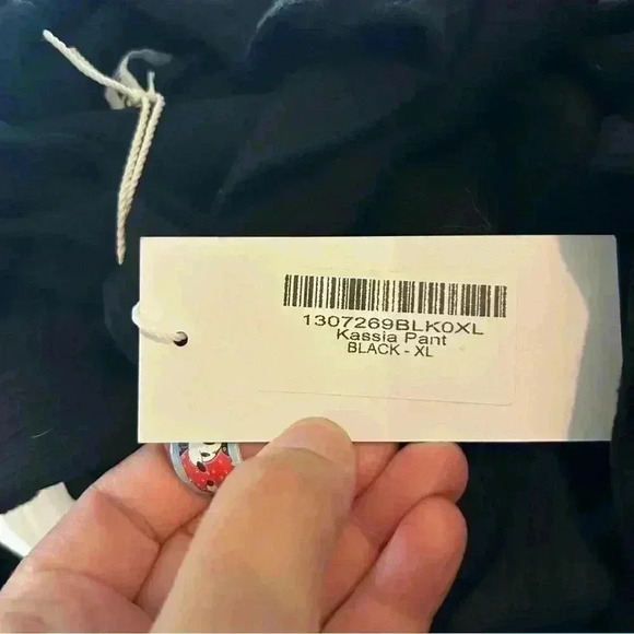 REFORMATION NWT Black Kassia Tie Waist Rib Pants XL - Picture 6 of 7